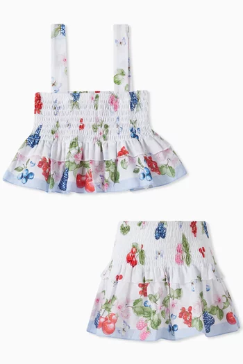 Fruit Flower Top & Skirt Set