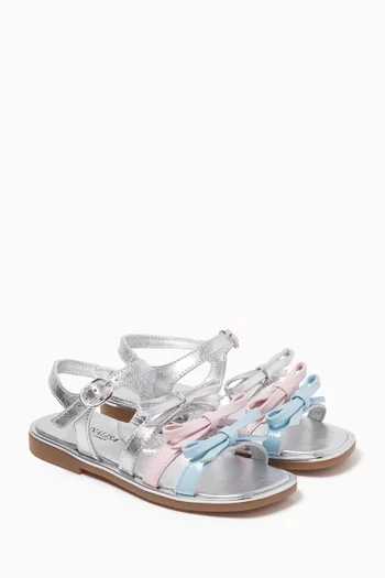 Bow Strappy Sandals in Patent Leather