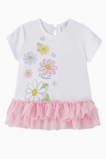Ruffle Daisy T-shirt in Cotton & Tulle