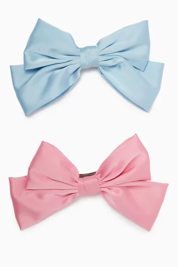 Hair Bow Clips in Satin, Set of 2