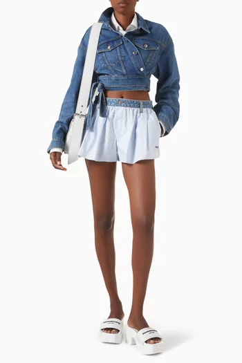 Denim Waistband Shorts in Cotton