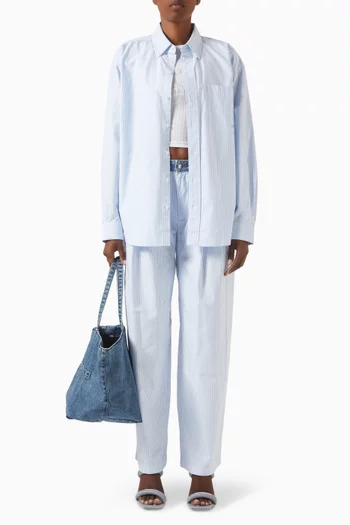 Denim Waistband Pants in Cotton