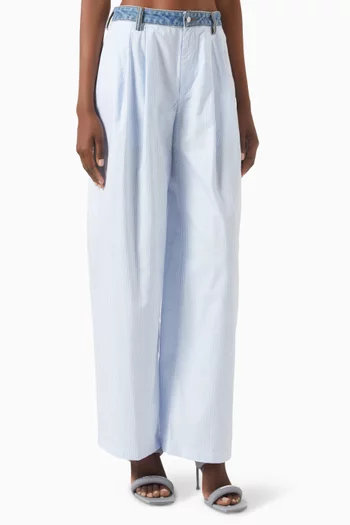 Denim Waistband Pants in Cotton