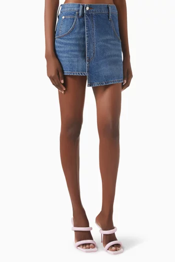 Deconstructed Wrap Skirt in Denim