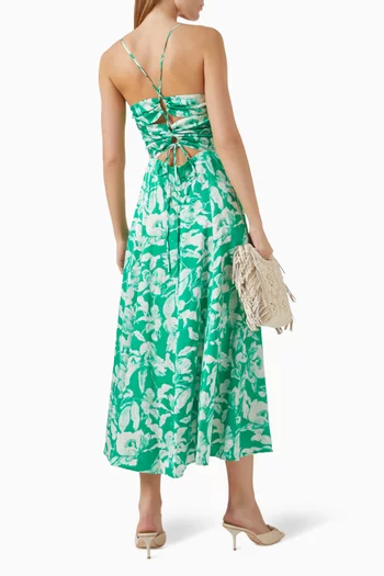 Floral-print Midi Dress in Viscose