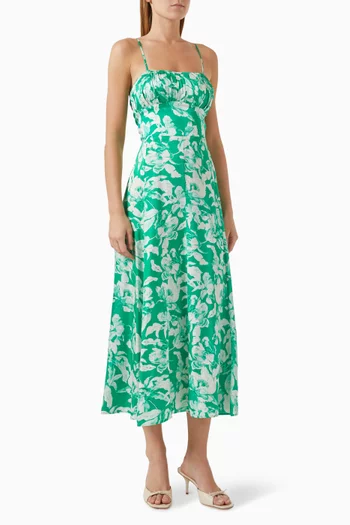 Floral-print Midi Dress in Viscose