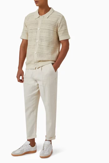 Cropped Relaxed Pants in Linen & Cotton