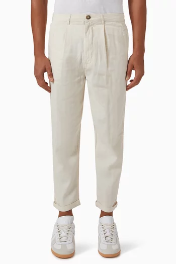 Cropped Relaxed Pants in Linen & Cotton