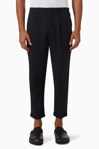 Cropped Relaxed Pants in Linen & Cotton