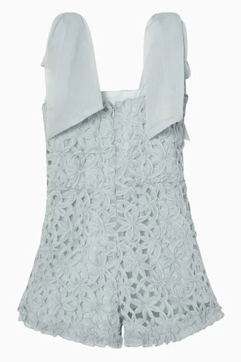 Bow Tie Love Letters Playsuit in Linen-blend