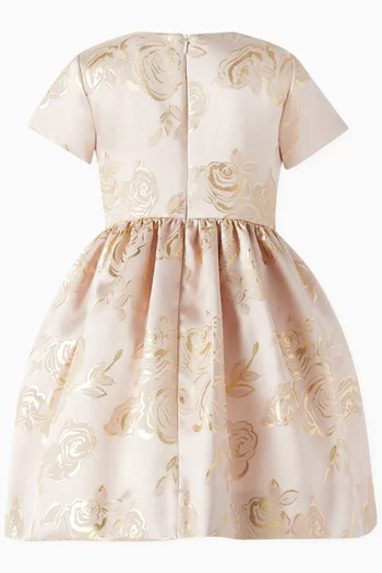 Roses Dress in Laminated Mikado