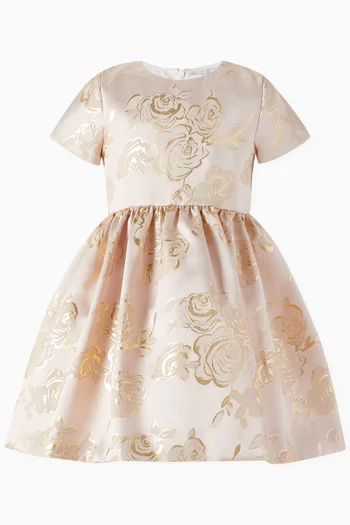 Roses Dress in Laminated Mikado