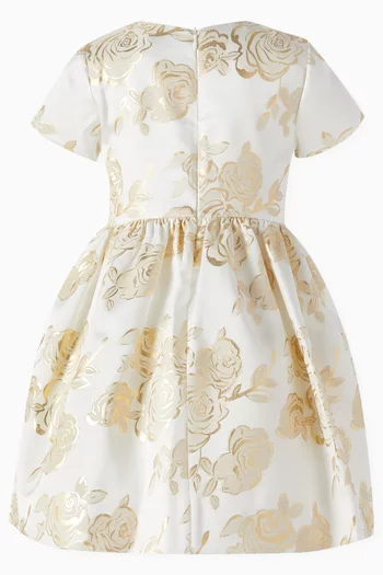 Roses Dress in Laminated Mikado
