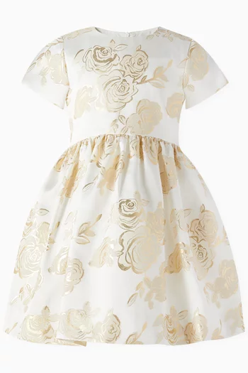 Roses Dress in Laminated Mikado