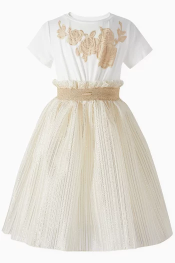 Floral Dress in Brocade-organza