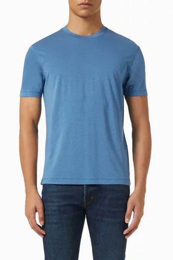 Cut & Sewn Crewneck T-shirt in Silk-blend Piqué