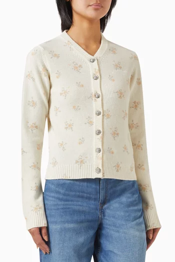 Floral Cardigan in Wool Blend