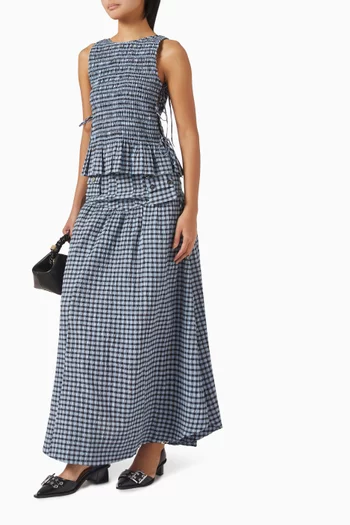 Smocked Check Top in Seersucker