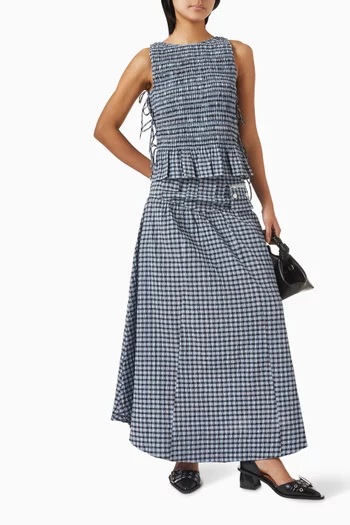 Check Maxi Skirt in Seersucker
