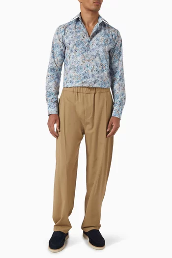 Floral Print Shirt in Fine Twill