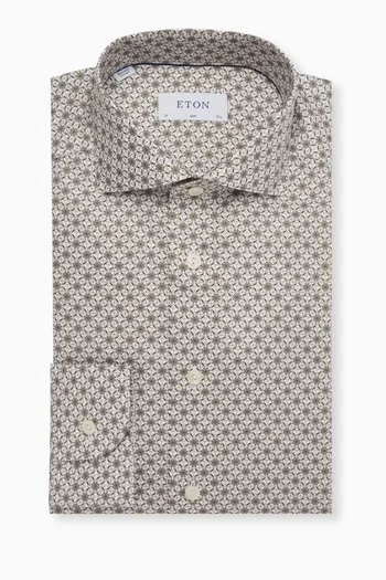 Geometric-print Shirt in Signature Twill