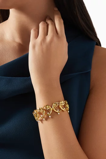 Crescent Pearl Bracelet in 24kt Gold-plated Brass