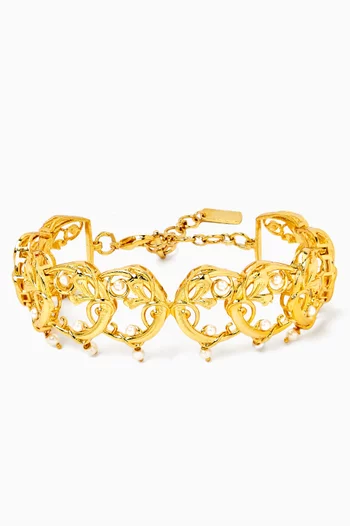 Crescent Pearl Bracelet in 24kt Gold-plated Brass