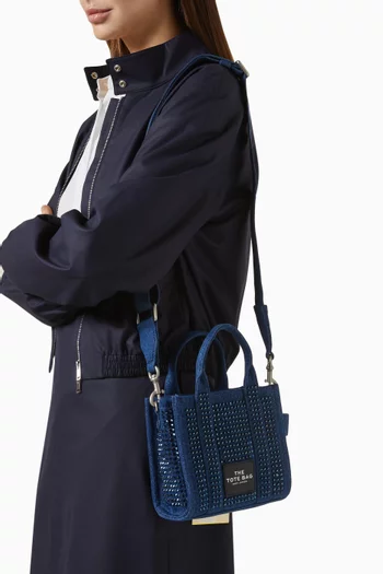 The Mini Crossbody Tote Bag in Embellished Denim