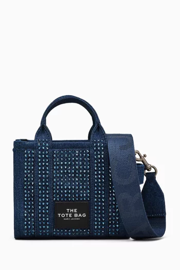 The Mini Crossbody Tote Bag in Embellished Denim