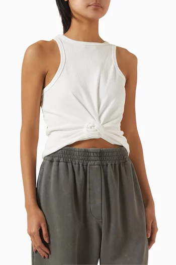 Knot-front Tank Top in Cotton Blend
