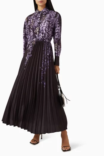 Floral-print Pleated Dress