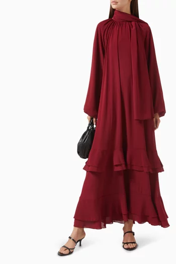 Neck-scarf Belted Dress