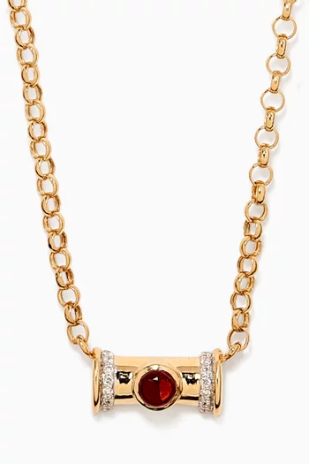 Mini Warrior Diamond & Garnet Necklace in 18kt Yellow Gold