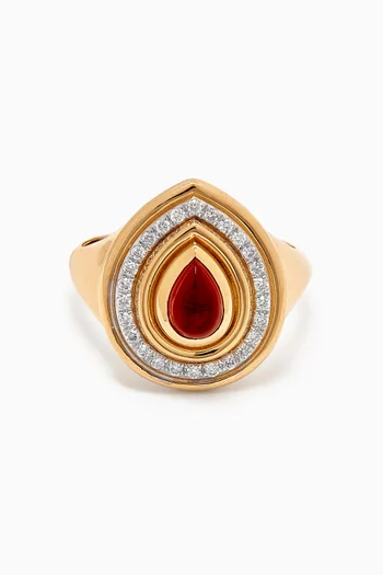 Mimmette Diamond & Garnet Drop Ring in 18kt Yellow Gold
