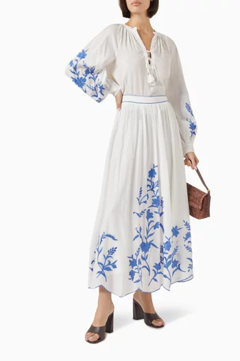 Estepona Floral-embroidered Skirt