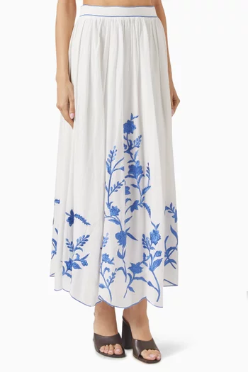 Estepona Floral-embroidered Skirt