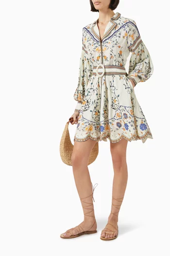 Flora Mora Mini Dress in Linen-blend