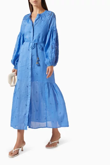 Liwa Midi Dress in Ramie Voile