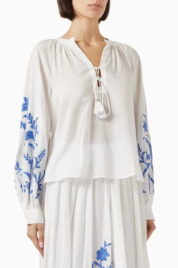 Marbella Floral-embroidered Top
