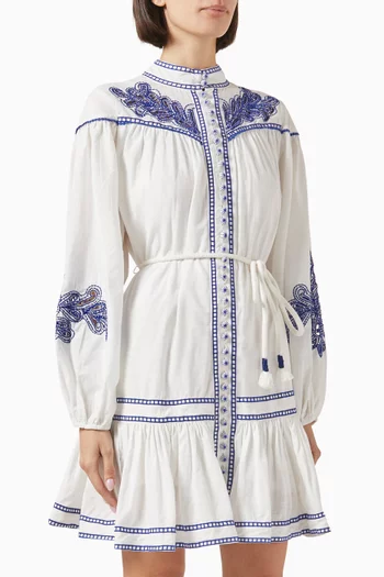 Zillenia Belted Dress in Cotton
