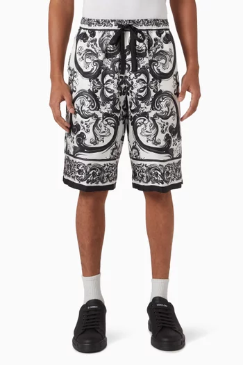 Majolica Bermuda Shorts in Silk Twill