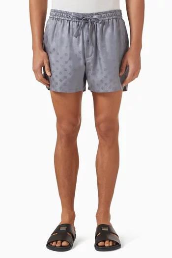 Logo Jacquard Shorts in Silk