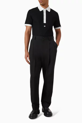 Contrast Logo Polo T-shirt in Cotton-piquê