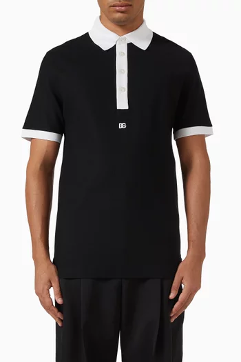 Contrast Logo Polo T-shirt in Cotton-piquê