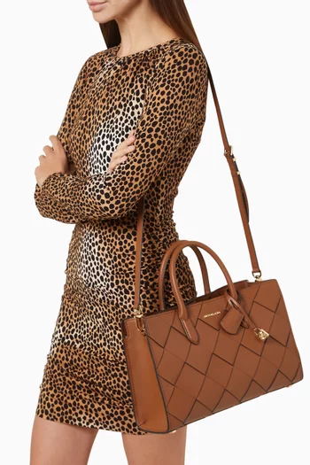 Medium Scarlett Satchel Bag in Woven Leather