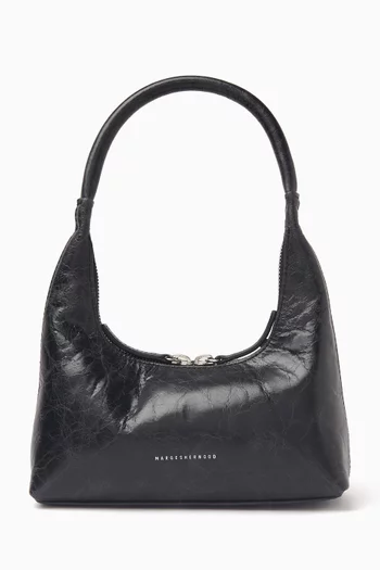 Mini Hobo Shoulder Bag in Crinkled Leather