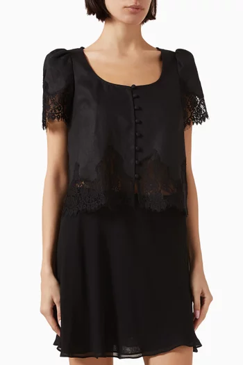 Josie Lace-trim Top in Linen