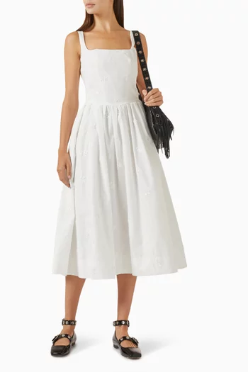 Robolequin Embroidered Midi Dress in Cotton-blend