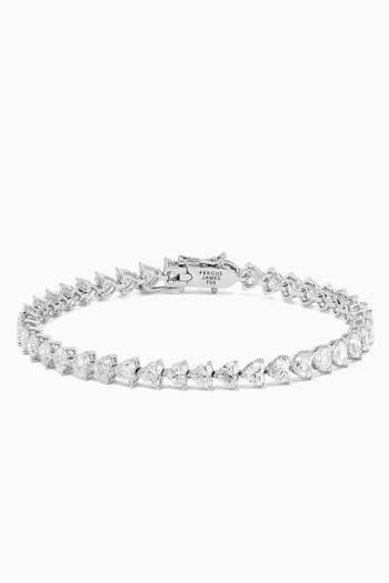 Heart Shaped Diamond Tennis Bracelet in 18kt White Gold