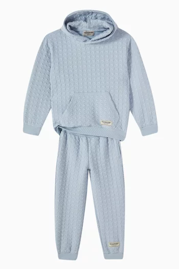 Oversized Jacquard Hoodie in Organic Cotton-blend